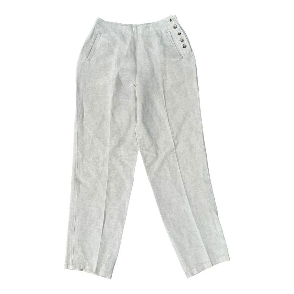 Sostanza contemporary linen blend side button pants size 4